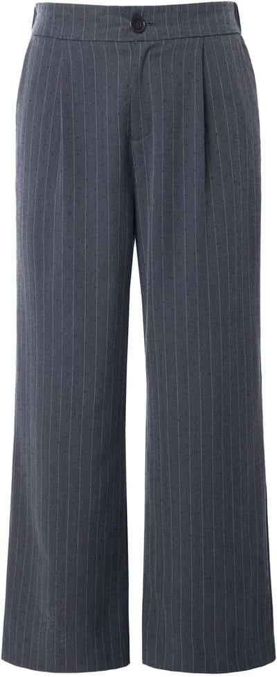 Studio Untold - Dames - Broek met krijtstrepen wijde pijpen hoge taille - Asfaltgrijs - Maat 44