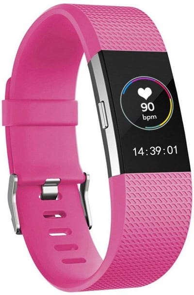 KELERINO. Siliconen polsbandje geschikt voor Fitbit Charge 2 Roze - Large