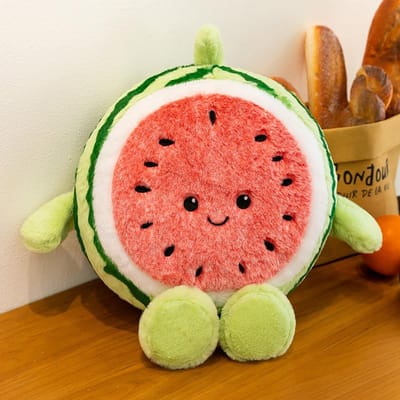 Knuffelige Watermeloen Pluche Speelgoed Verzachtende Pop Rond Slaapkussen Stoffen Pop Verjaardagscadeau Voor Kinderen Meisjes 45cm red