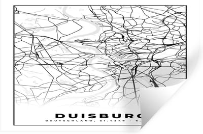 Muurstickers - Sticker Folie - Kaart - Duisburg - Stadskaart - Plattegrond - 30x20 cm - Plakfolie - Muurstickers Kinderkamer - Zelfklevend Behang - Zelfklevend behangpapier - Stickerfolie