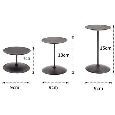 3 Pièces Bougeoirs Piliers Métal Mariage Bougeoirs Fer Noir Bougeoir Support de Bougie Décor de Table gray