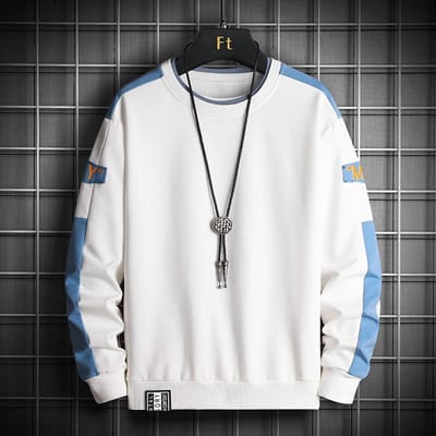 Sweat-shirt à manches longues pour hommes, nouveau, printemps, style coréen, pull-over, chemise décontractée, haut ample, vêtements pour hommes 2XL blanc