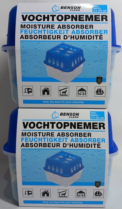 Benson - 2 x 400 ml - In Huis - Caravan - Tent - Kelder - Vochtvanger - Voordeel Set 2 Stuks