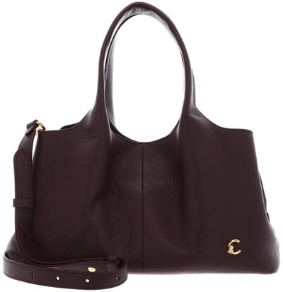 COCCINELLE Leren handtas schoudertas Nell Handbag Grained Leather Berry donkerpaars