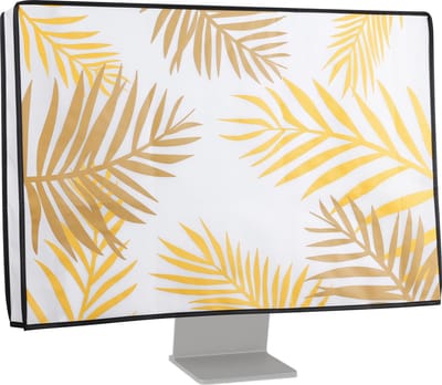 kwmobile beschermhoes monitor geschikt voor 24-26" Monitor - Computerscherm cover - Computer accessoires - PC scherm hoes in lichtgeel / honinggeel / wit - Jungle design
