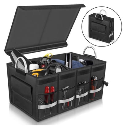 MeubelsvanJoep auto Organizer Kofferbak, XXL Auto Organizer, 63 Liter Autostoel Organizer, Opvouwbare Kofferbaktas, AntiSlip Ontwerp Voorstoel Of Achterbank En Kofferbak Opbergdoos, Toolbag, Autotas, Auto Opbergtas, Kofferbak Gereedschapstas,