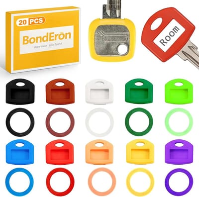 Set van 20 Flexibele Silicone Sleutelhoezen voor Eenvoudige Identificatie, 10 Kleuren, Geschikt voor Huissleutels en Kantoorgebruik