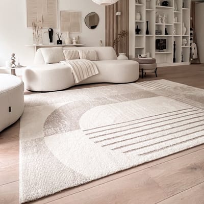 Fraai Hoogpolig vloerkleed - Serene Shapes Creme - 120x170cm