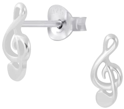 Joy|S - Zilveren muzieksleutel oorbellen - 4 x 9 mm - G sleutel
