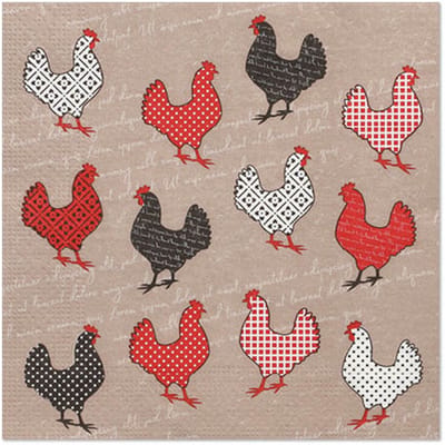 10x 20 Servetten 3-laags 1/4 vouw 33 cm x 33 cm Cocotte