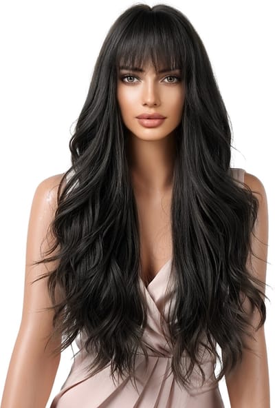 Nivard Pruiken Dames - Cosplay Pruik - Lang Haar - Hair Wig - Zwart