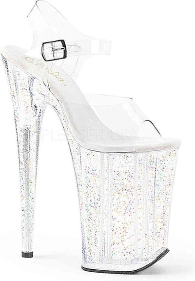 Pleaser - INFINITY908MG Sandaal met enkelband, Paaldans schoenen - Paaldans schoenen - 35 Shoes - Transparant