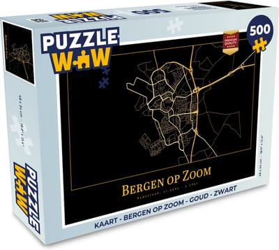 Puzzel Kaart - Bergen op Zoom - Goud - Zwart - Legpuzzel - Puzzel 500 stukjes