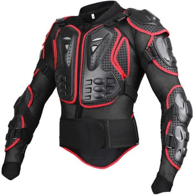 Motorfiets Beschermingsjas - Motorcross Protector - Veilig Rijden - Verwijderbare Rugbescherming - XXL - Rood