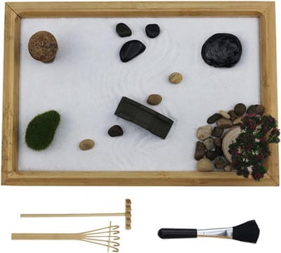 Mini Zen Tuin - Bureaublad Decoratie - Ontspanning Thuis - Compleet met Gereedschap - 28 x 19 cm - Natuurlijk