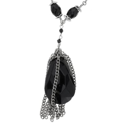 Behave - ketting antiek zilverkleur zwart - elegante avondlook
