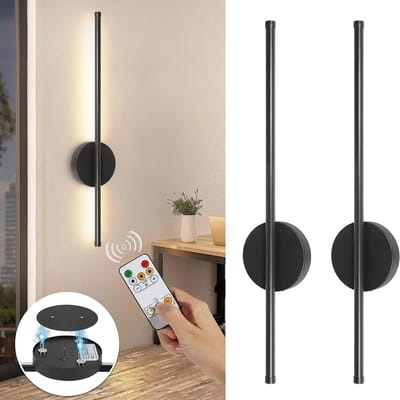 Emvae Oplaadbare Wandlamp - Set van 2 wandlampen - Draadloze LED Wandlamp met Afstandsbediening - Dimbaar - 3 Lichtkleuren