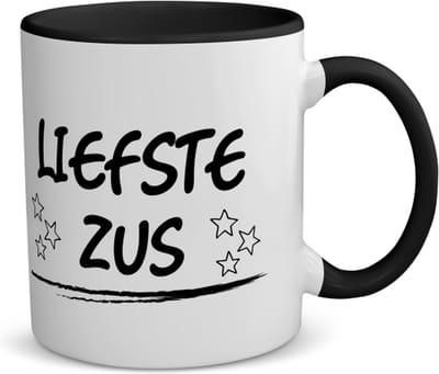 Akyol - liefste zus koffiemok - theemok - zwart - Zus - je zus - verjaardagscadeau - cadeau voor zus - gift - kado - 350 ML inhoud