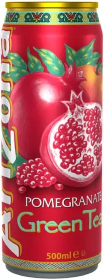 Arizona Pomegranate green tea 33 cl per blik, tray 12 blikken