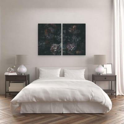 Artaza Canvas Schilderij Tweeluik Bloemen In Het Donker - Duisternis - 120x80 - Foto Op Canvas - Canvas Print