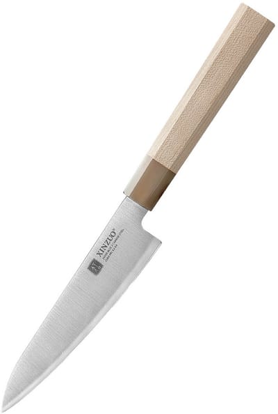 XinZuo Groentemes / Petty Mes 13,5 cm – PM8M Zhen Series – Japans Aogami #2 Blue Carbonstaal – 3-Laags – Hardheid 62-64 HRC – Esdoornhouten Handvat