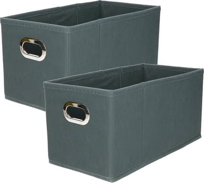 Set van 2x stuks opbergmand/kastmand 7 liter grijsblauw linnen 31 x 15 x 15 cm - Opbergboxen - Vakkenkast manden