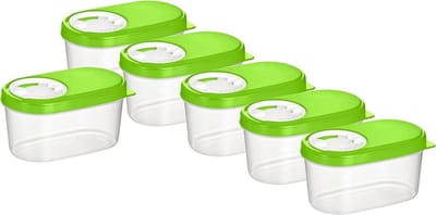 Set van 6 kruidenblikjes, voorraaddozen (groen, 0,14 l)