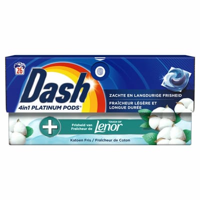 Dash Wasmiddelcapsules 4in1 Pods Katoen Fris - 26 stuks