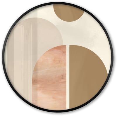 Poster in lijst Rond - Fotolijst 60x60 cm - Posters - Abstract - Design - Roze - Ronde posterlijst zwart - Decoratie - Wanddecoratie woonkamer - Muurdecoratie slaapkamer