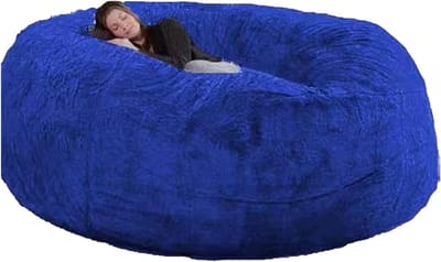 Grote Zitzak Hoezen - Zitzakken Volwassenen - Relaxen en Loungen - Superzacht Imitatiebont - 7FT - Koningsblauw