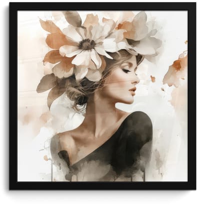 Poster in lijst - Fotolijst 40x40 cm - Posters - Bloesem - Portret - Gezicht - Posterlijst zwart - Decoratie - Wanddecoratie woonkamer - Muurdecoratie slaapkamer