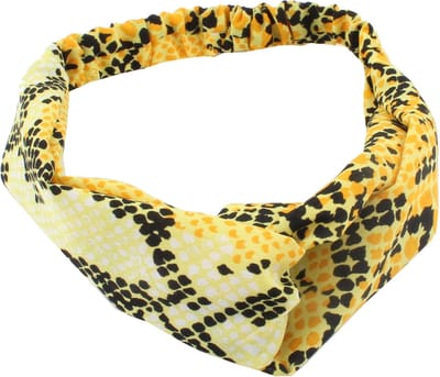 Haarsoires Haarband Twist 5cm – Slangenprint – Gladde Stof – Zwart Geel - Zachte Knoop Hoofdband - Haaraccessoire voor Dames & Meisjes