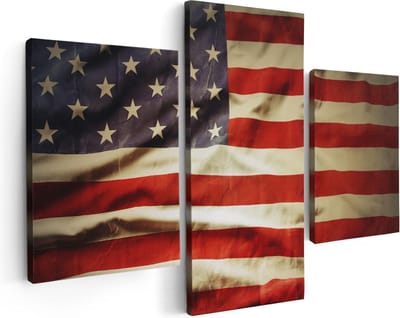 Artaza Canvas Schilderij Drieluik Amerikaanse Vlag - Verenigde Staten - 90x60 - Foto Op Canvas - Canvas Print