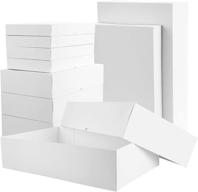 NATIVICO 10 stevige witte geschenkdozen voor cadeaus - premium geschenkdozen met deksels - 10 cm diepe gewaad dozen en overhemddozen