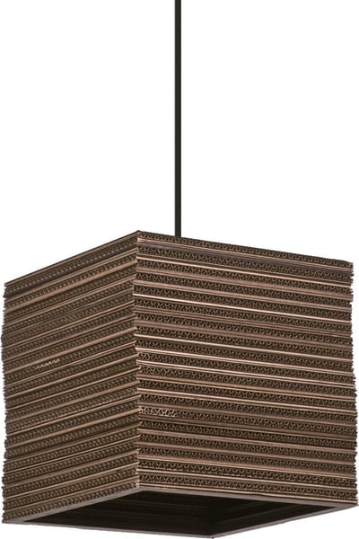 LEDVANCE hanglamp Decor Karton Vierkant bruin van golfkarton, licht, E27, 250 mm diameter , lampenkap van gerecycled materiaal, duurzaam dankzij vervangbare lichtbron, eenvoudig te installeren
