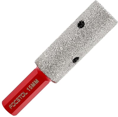 Diamant Vingerfrees - Fasenboor Afrondboor - Gaten Bewerken - Vacuüm Gesoldeerd - 15 mm diameter - Zilverkleurig