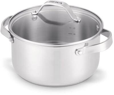 Beka Cicla kookpot Ø20 cm - met Deksel uit glas - Gerecycleerd RVS - PFAS-vrij - Geschikt voor inductie