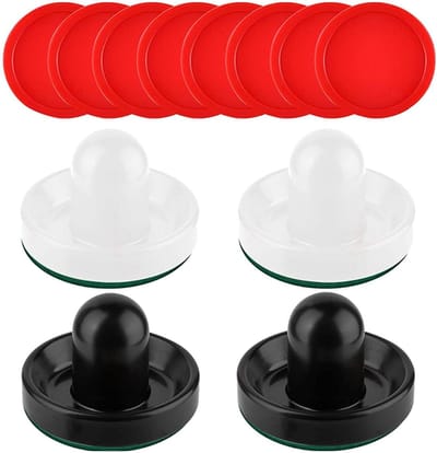 Airhockey Set - Paddles en Pucks - Gezinsspel - Duurzaam ABS Materiaal - 96x60mm - Zwart Wit