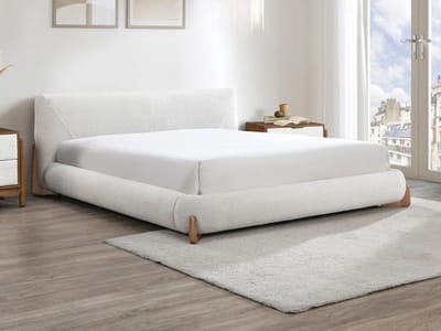 Vente-unique Bedframe stof wit 180 x 200 cm (Super King Size Bed)