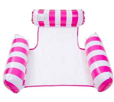 4-in-1 opblaasbare hangmat voor zwembad en zee - 100 kg draagkracht met handpomp (120 x 110 cm, roze)