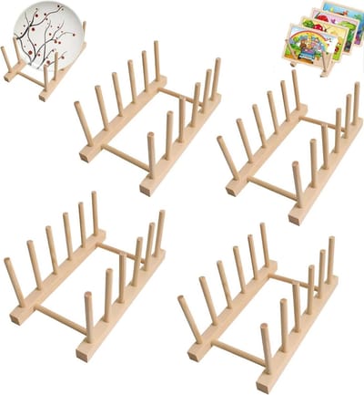 Puzzel Display - Puzzelhouder Standaard - Puzzels Organiseren - Natuurlijk Hout - 4 Stuks - Houtkleur