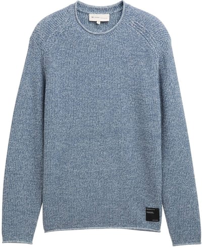 Tom Tailor Denim - Gebreide trui in gemêleerde look - Maat XS - denim blue white mouline