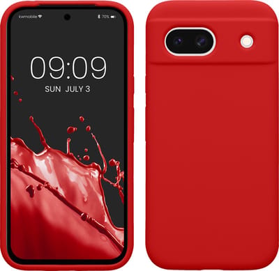 kwmobile telefoonhoesje geschikt voor Google Pixel 8a - Hoesje met siliconen coating - Smartphone case in klassiek rood