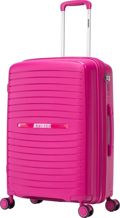 BlockTravel® Handbagage koffer 40x23x55 - 38 - 43 Liter - Trolley - Koffer S - Rolkoffer - Suitcase - Valies - TSA-slot - Lichtgewicht - Vergrootbaar - Supersterk en scheurt niet - Polypropyleen - Roze