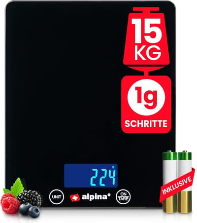 Digitale Keukenweegschaal - Keukenweegschaal tot 15 kg in stappen van 1 g - platte weegschaal