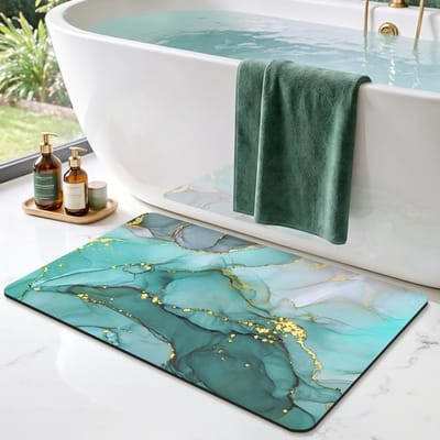 Antislip Diatomiet Badmat 40x60cm, Absorberend en Sneldrogend, Geschikt voor Badkamer en Douche, Wasbaar, Turquoise Groen
