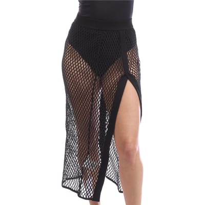 Off White Dames Logo Mesh Maxi Rok (Zwart)