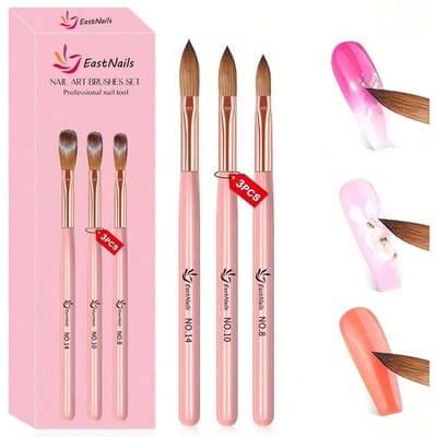3-delige Acryl Nagelborstel Set, Maat 8/10/14 Nagelborstels Acryl Poeder Nagelkunst Verlenging En 3D Nagelsnijden Huis Salon Nagelkunst Manicure Gereedschap 3pcs pink
