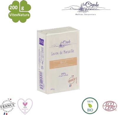 La Cigale Bain Brut Marseille zeep | 200G | zonder parfum, hypoallergeen, biologisch afbreekbaar