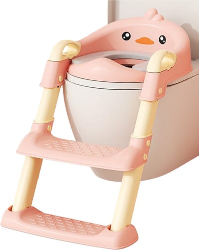 MIRO® Wc Verkleiner Met Trapje - Toilettrainer Met Opstapje - 2 In 1 - Potje Peuter - 2 tot 7 Jaar - Draagbare Toilet - Vrijstaand Toilet Kinderen - Roze